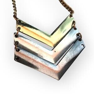 Mixed metals hinged geometric pendant necklace